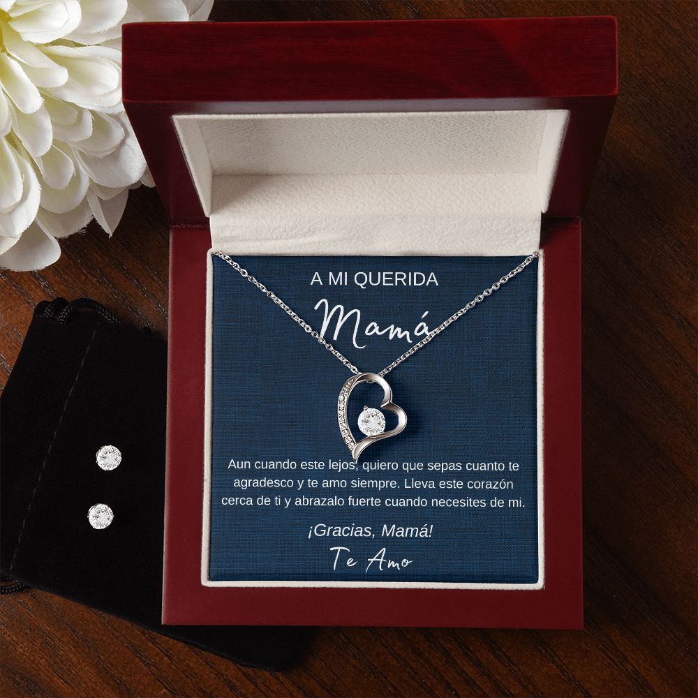 Set de Regalo Para Mamá de Hijo / Madre e Hija Collar Corazones y Aretes