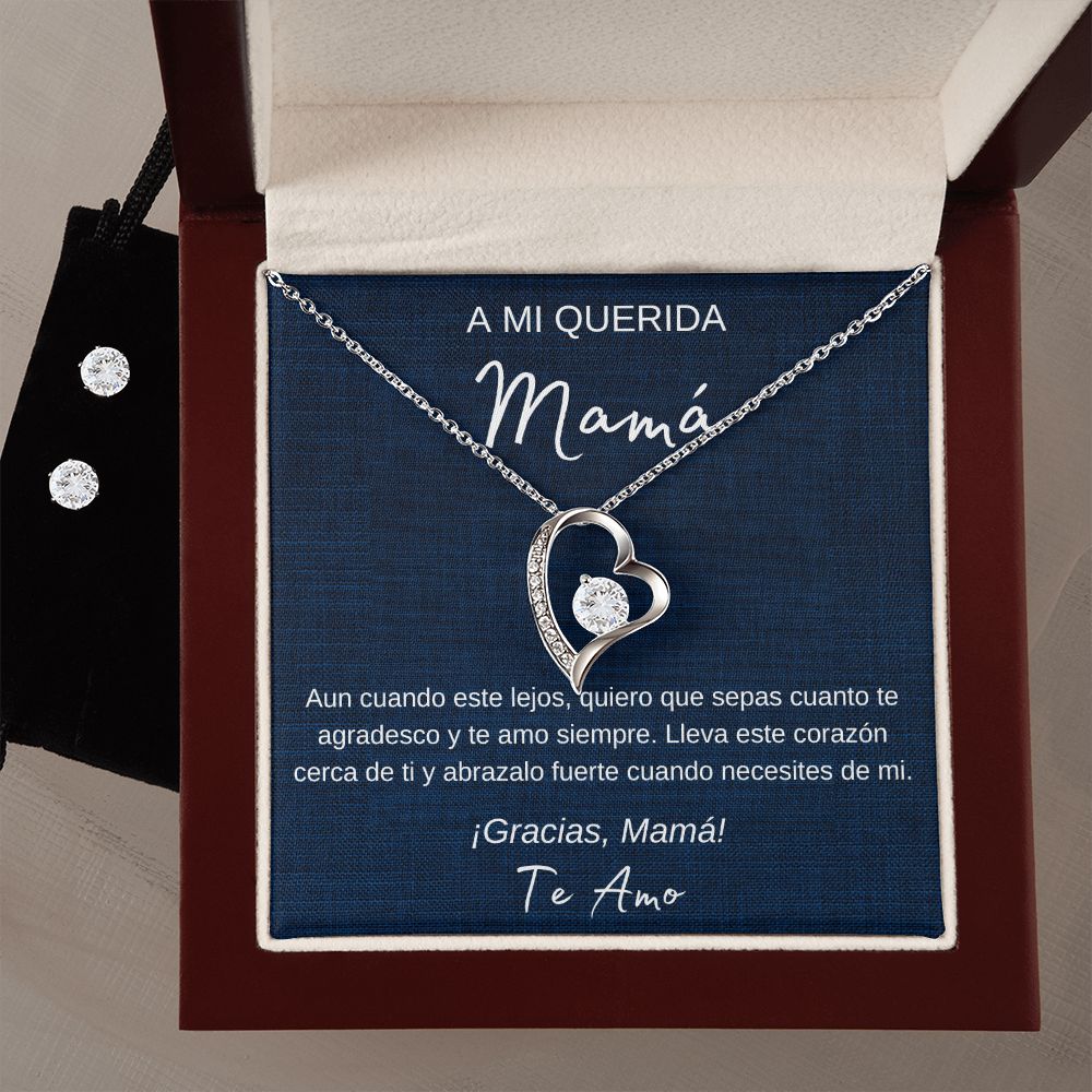 Set de Regalo Para Mamá de Hijo / Madre e Hija Collar Corazones y Aretes