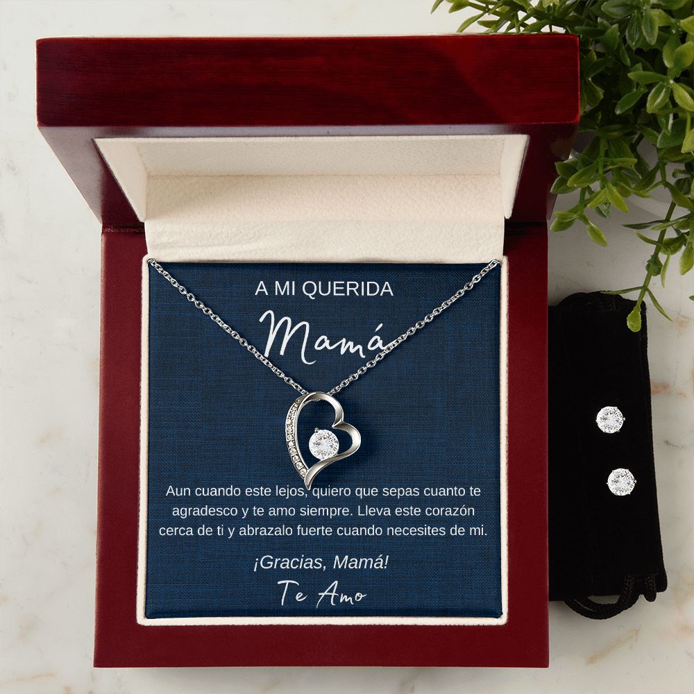 Set de Regalo Para Mamá de Hijo / Madre e Hija Collar Corazones y Aretes