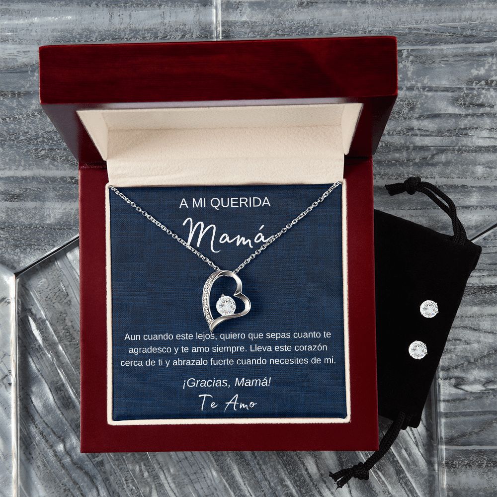 Set de Regalo Para Mamá de Hijo / Madre e Hija Collar Corazones y Aretes