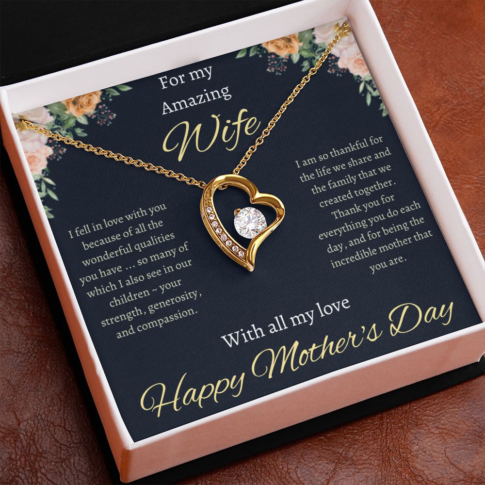 Mother's Day Gifts For Wife, For My Amazing Wife Gifts From Husband, Romantic Gift Box Jewelry For Her, To My Soulmate Polished Heart Pendant, Necklace For Women