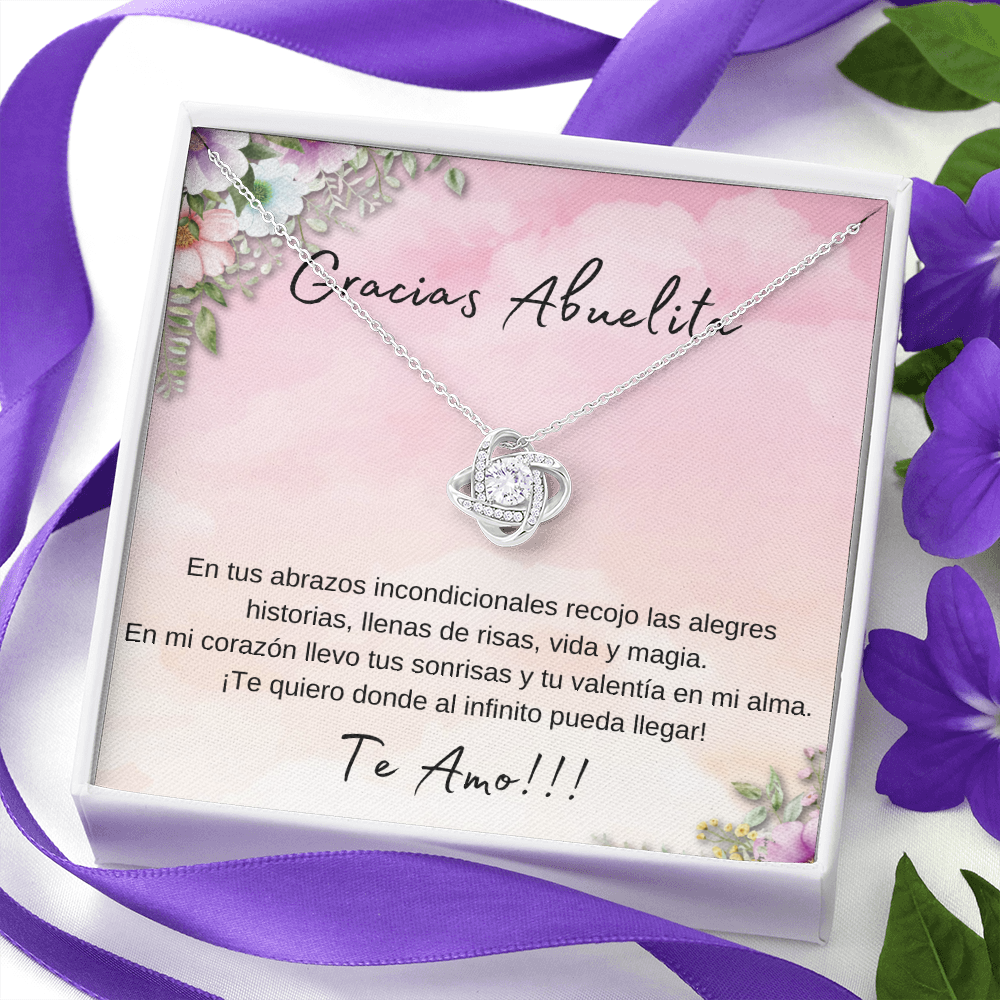 Gracias Abuelita Regalo Collar Oro Blanco De 14k