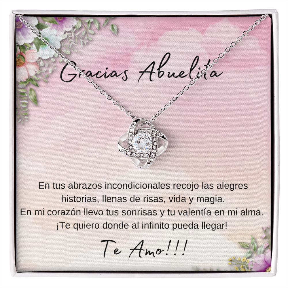 Gracias Abuelita Regalo Collar Oro Blanco De 14k