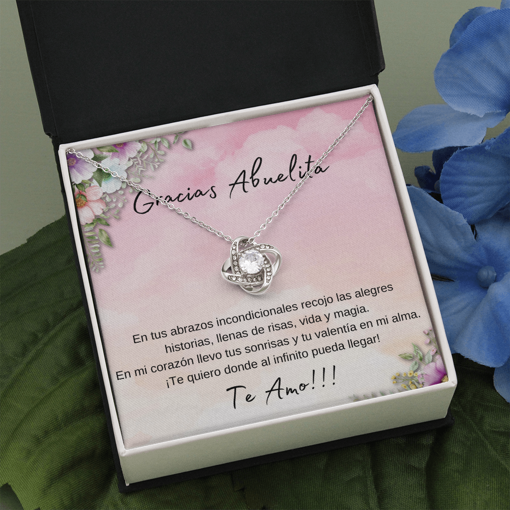 Gracias Abuelita Regalo Collar Oro Blanco De 14k