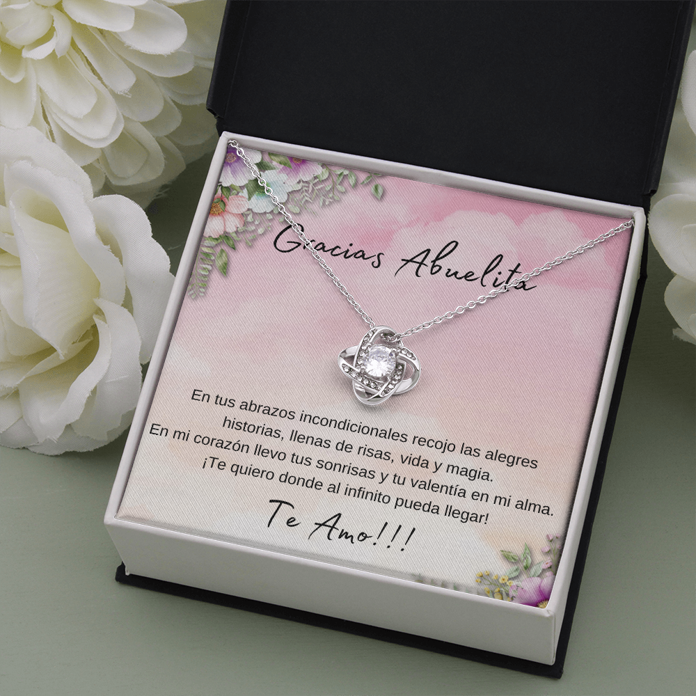 Gracias Abuelita Regalo Collar Oro Blanco De 14k