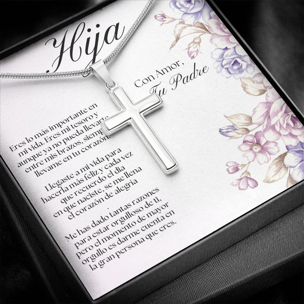 Regalo Para Mi Hija Collar De Cruz Con Mensaje Personalizado / Regalo Crucifijo De Papa Para Hija