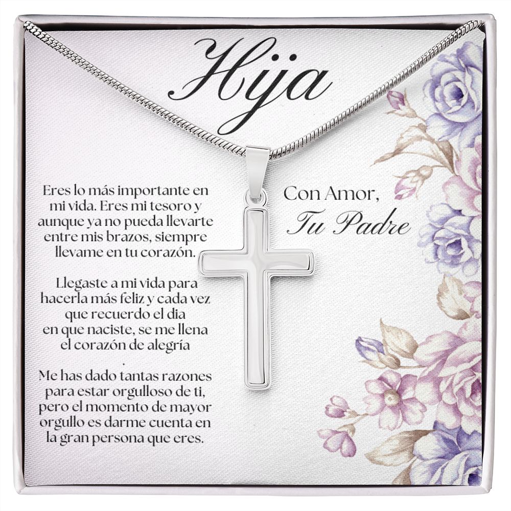 Regalo Para Mi Hija Collar De Cruz Con Mensaje Personalizado / Regalo Crucifijo De Papa Para Hija