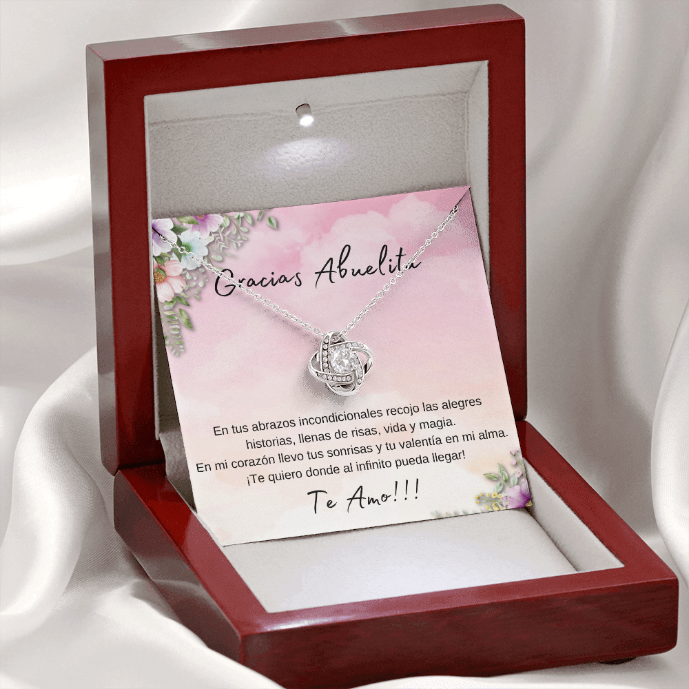 Gracias Abuelita Regalo Collar Oro Blanco De 14k