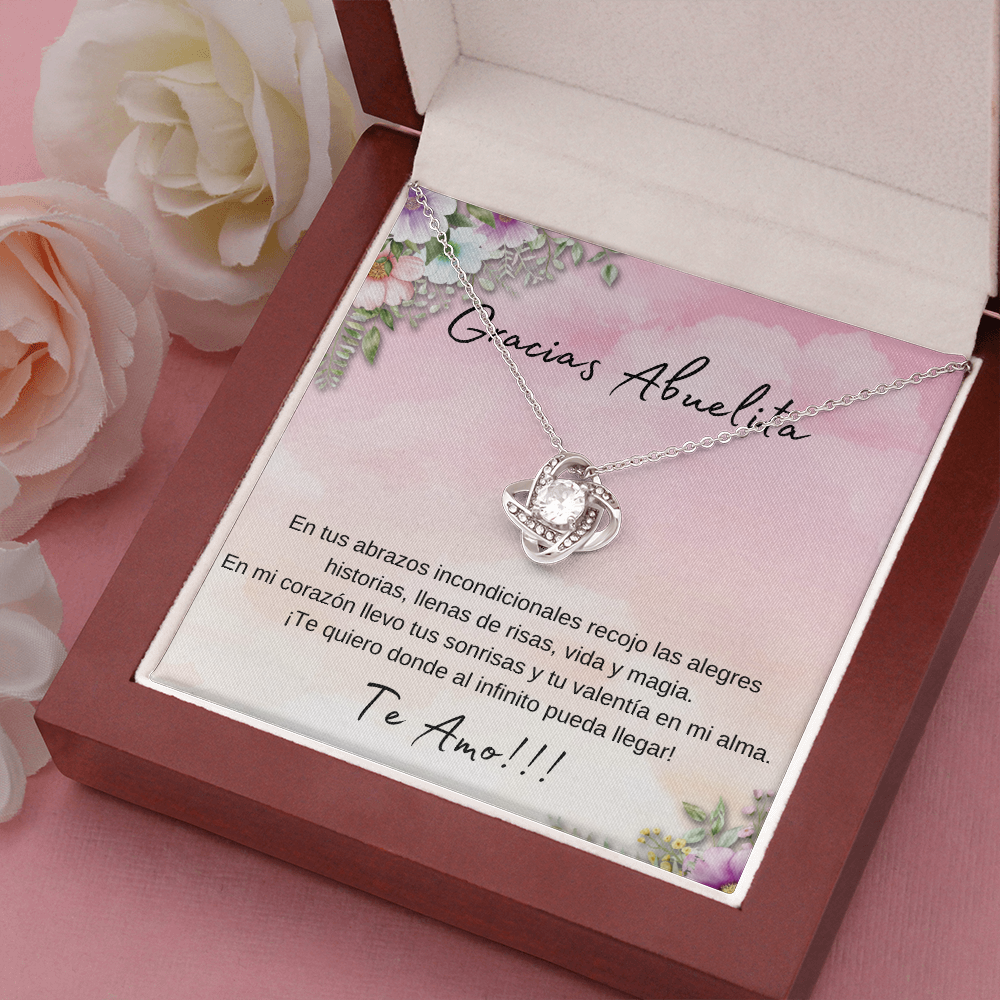 Gracias Abuelita Regalo Collar Oro Blanco De 14k