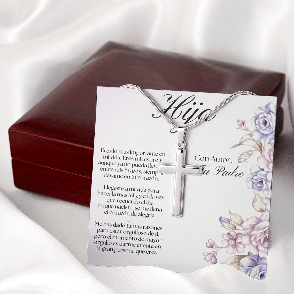 Regalo Para Mi Hija Collar De Cruz Con Mensaje Personalizado / Regalo Crucifijo De Papa Para Hija