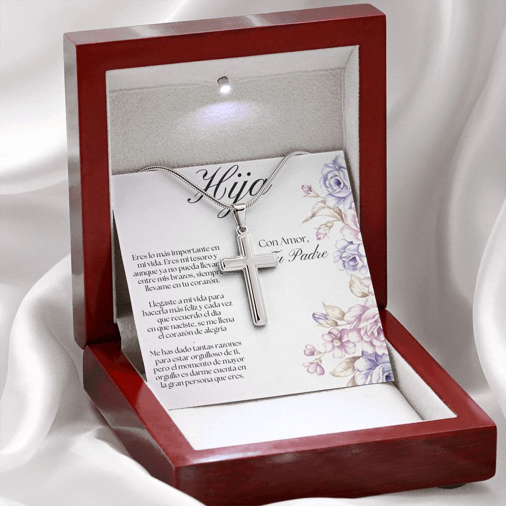 Regalo Para Mi Hija Collar De Cruz Con Mensaje Personalizado / Regalo Crucifijo De Papa Para Hija