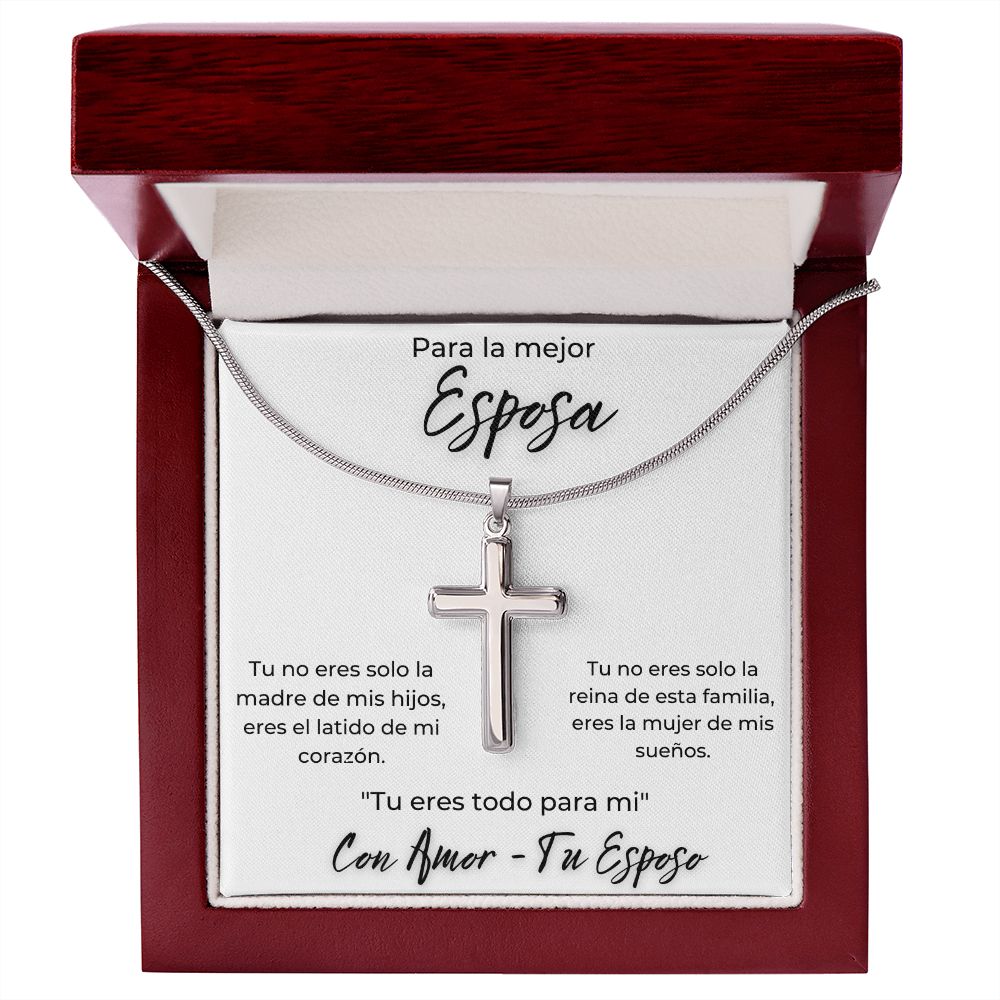 Regalo Para Esposa Joya Para Mujer Collar Con Cruz Joyeria De Esposa Aniversario Cumpleanos o Dia De La Madre Cruz de Acero Inoxidable Hecha a Mano Con Mensaje Personalizado