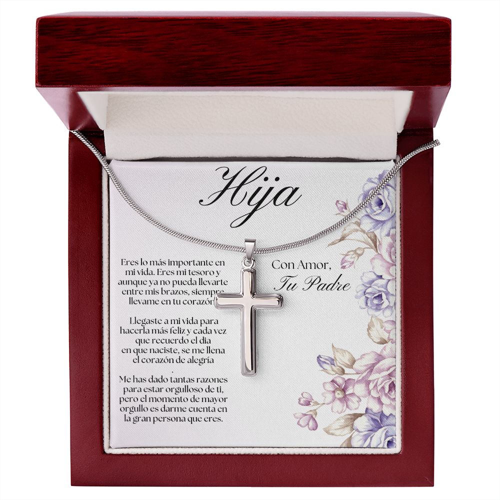 Regalo Para Mi Hija Collar De Cruz Con Mensaje Personalizado / Regalo Crucifijo De Papa Para Hija