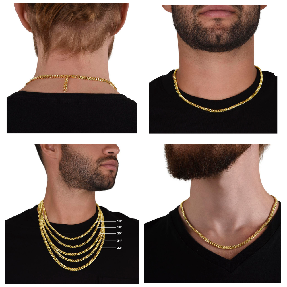 Regalo Para Papa Collar Estilo Cubano Cadena Para Hombre Stainless Steel /14K Gold