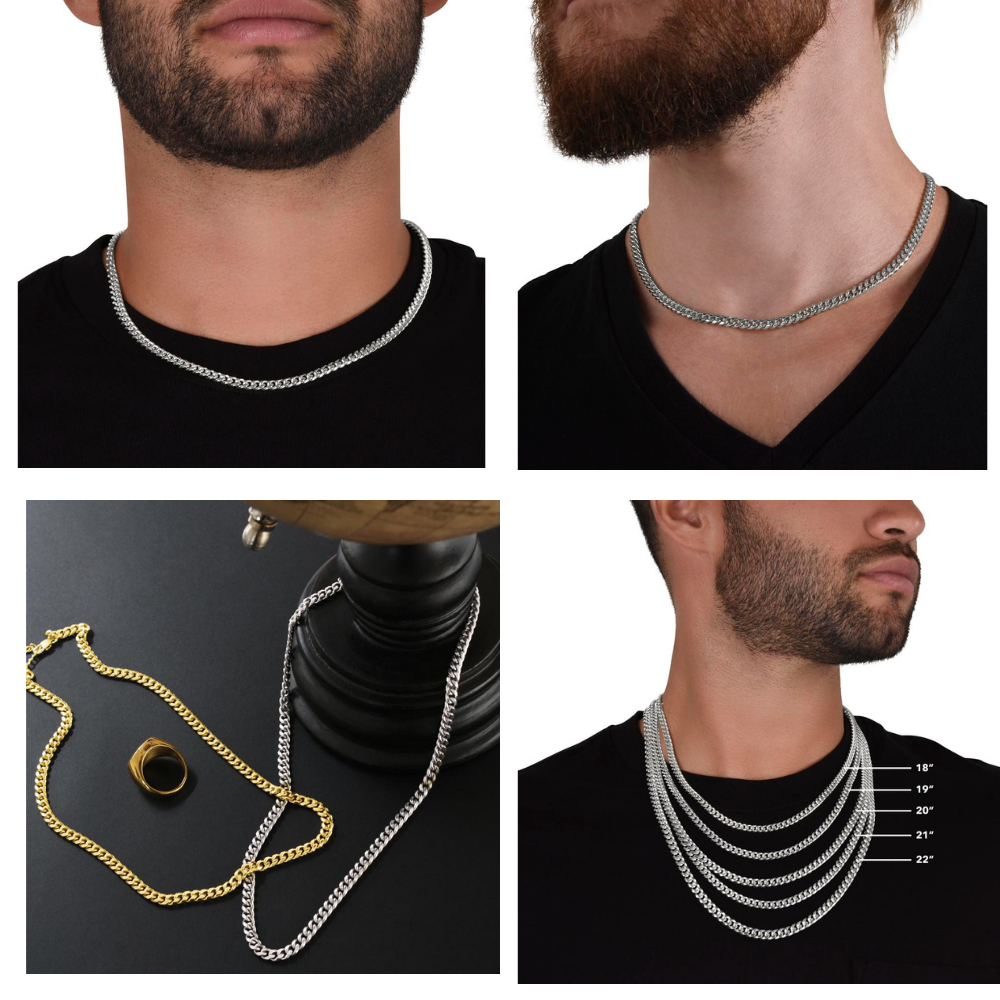 Regalo Para Papa Collar Estilo Cubano Cadena Para Hombre Stainless Steel /14K Gold