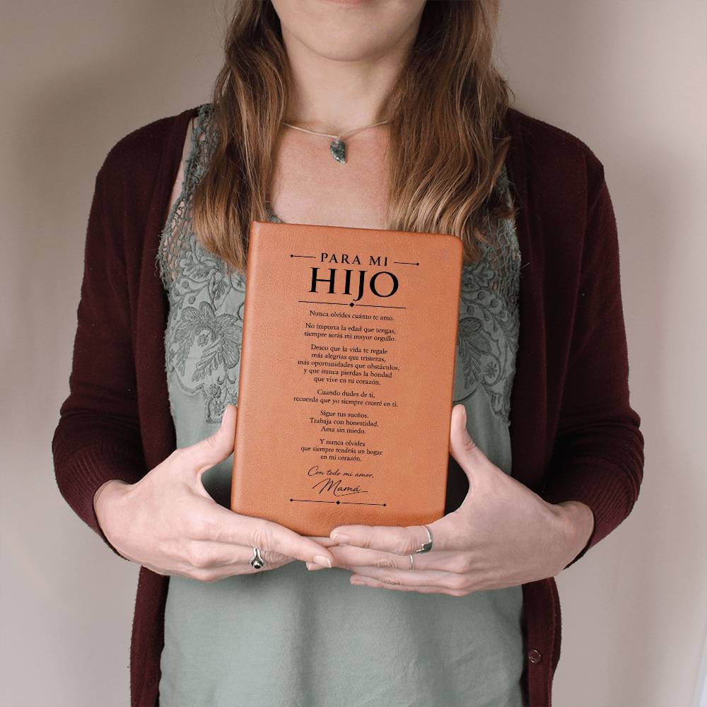 Diario Personalizado para Hijo | Journal de Cuero Vegano Grabado | Regalo Emotivo para Hijo de Mamá | Cumpleaños, Graduación y Navidad