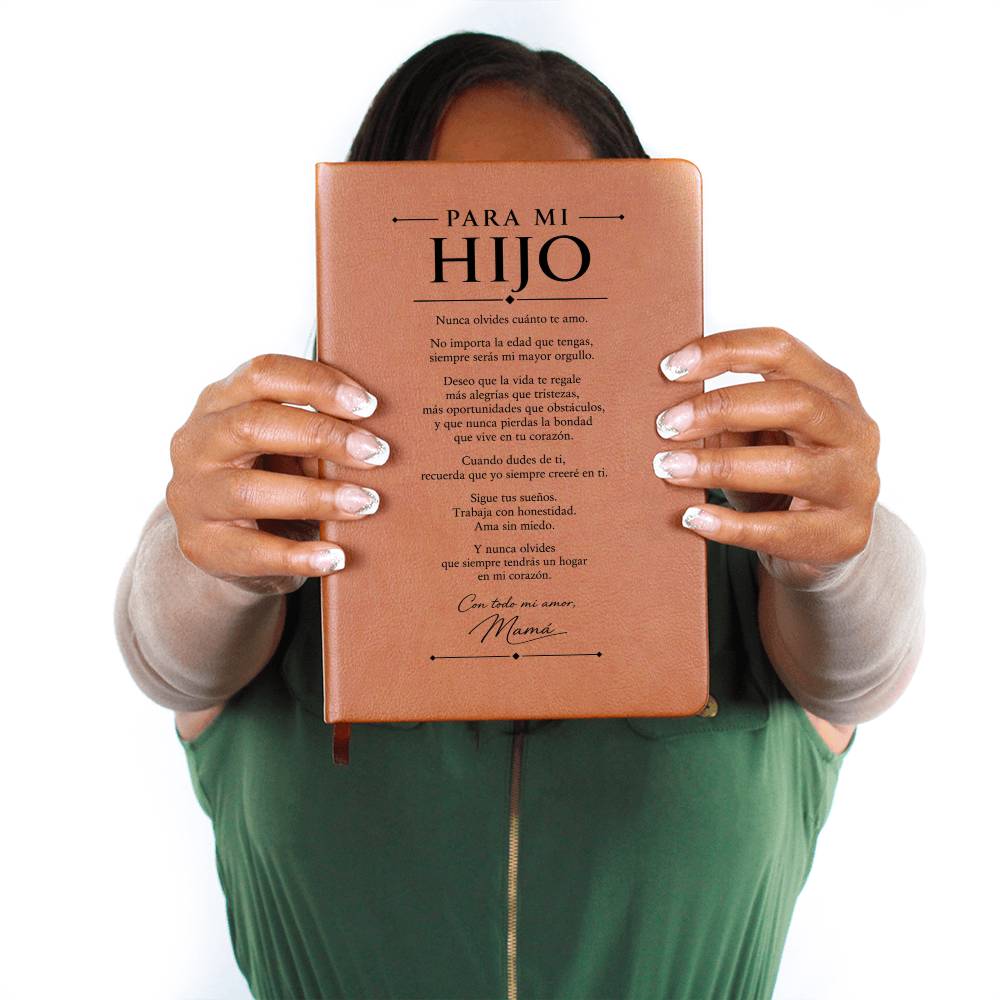 Diario Personalizado para Hijo | Journal de Cuero Vegano Grabado | Regalo Emotivo para Hijo de Mamá | Cumpleaños, Graduación y Navidad