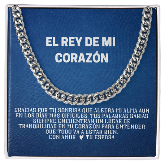 Regalo Para Hombres Collar Para Esposo Con Amor El Rey De Mi Corazon  Cuban Link Chain Necklace