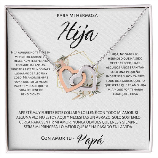 Para Mi Querida Hija Two heart pendants  Con Amor Regalo Para Mujer Joya Collar Para Hija Joyería Para Hija De Mamá, Regalo De Cumpleanos De Padre a Hija Father and Daughter