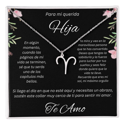 Regalo Para Hija Collar De La Suerte Con Signos del Zodiaco Mes De nacimiento Cadena Ajustable (18"-22") Acero inoxidable pulido con signo astrológico único Para Hija  Con Mensaje De Amor