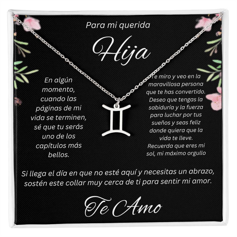 Regalo Para Hija Collar De La Suerte Con Signos del Zodiaco Mes De nacimiento Cadena Ajustable (18"-22") Acero inoxidable pulido con signo astrológico único Para Hija  Con Mensaje De Amor