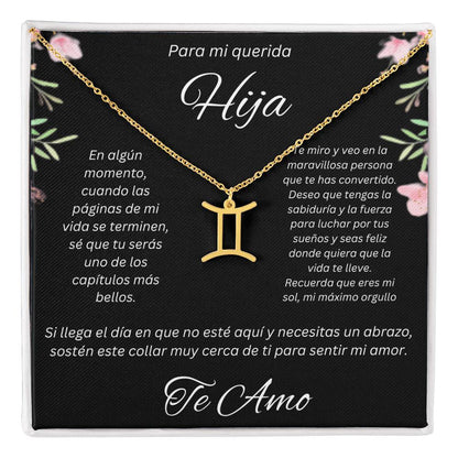 Regalo Para Hija Collar De La Suerte Con Signos del Zodiaco Mes De nacimiento Cadena Ajustable (18"-22") Acero inoxidable pulido con signo astrológico único Para Hija  Con Mensaje De Amor