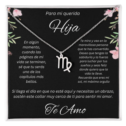 Regalo Para Hija Collar De La Suerte Con Signos del Zodiaco Mes De nacimiento Cadena Ajustable (18"-22") Acero inoxidable pulido con signo astrológico único Para Hija  Con Mensaje De Amor