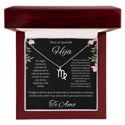 Regalo Para Hija Collar De La Suerte Con Signos del Zodiaco Mes De nacimiento Cadena Ajustable (18"-22") Acero inoxidable pulido con signo astrológico único Para Hija  Con Mensaje De Amor