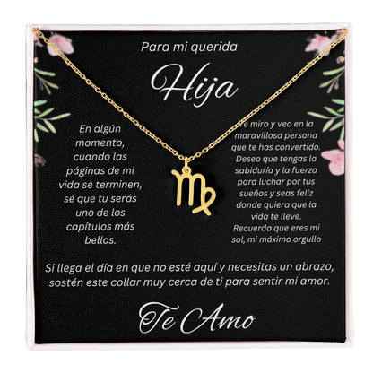 Regalo Para Hija Collar De La Suerte Con Signos del Zodiaco Mes De nacimiento Cadena Ajustable (18"-22") Acero inoxidable pulido con signo astrológico único Para Hija  Con Mensaje De Amor