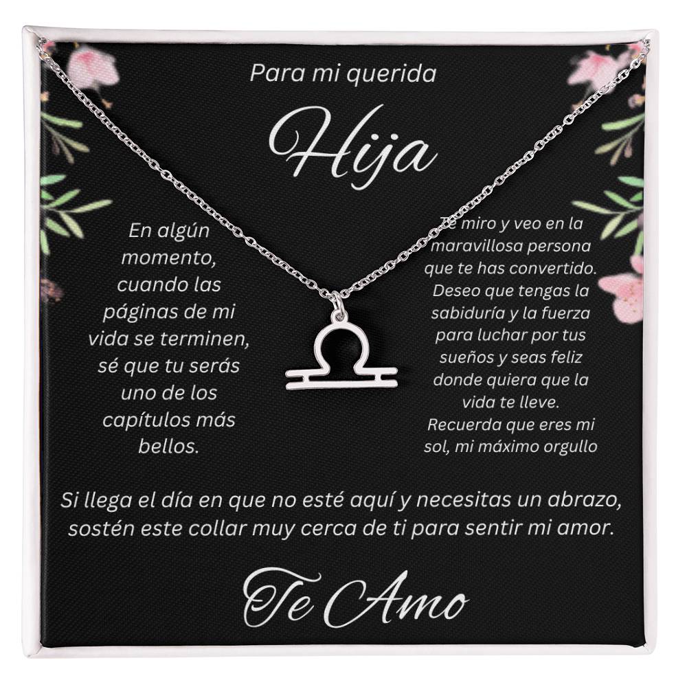 Regalo Para Hija Collar De La Suerte Con Signos del Zodiaco Mes De nacimiento Cadena Ajustable (18"-22") Acero inoxidable pulido con signo astrológico único Para Hija  Con Mensaje De Amor