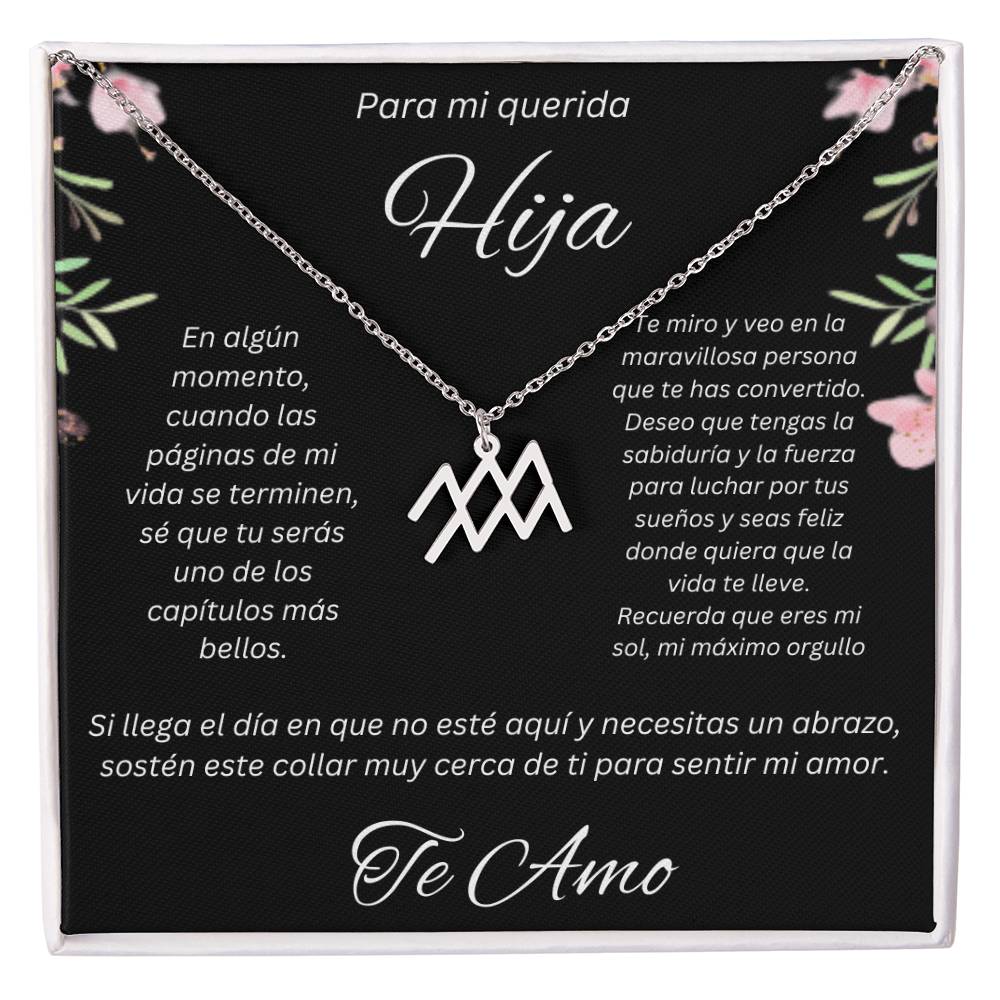 Regalo Para Hija Collar De La Suerte Con Signos del Zodiaco Mes De nacimiento Cadena Ajustable (18"-22") Acero inoxidable pulido con signo astrológico único Para Hija  Con Mensaje De Amor