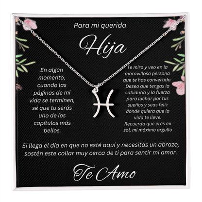 Regalo Para Hija Collar De La Suerte Con Signos del Zodiaco Mes De nacimiento Cadena Ajustable (18"-22") Acero inoxidable pulido con signo astrológico único Para Hija  Con Mensaje De Amor