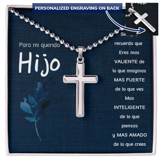 Regalo Para Hijo Collar de Cruz Personalizable Recuerdo de Primera Comunion/Graduacion/ Crucifijo de Confirmacion