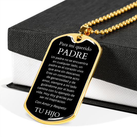 Collar Regalo Para Papa Cumpleaños Con Mensaje Personalizado De Hijo Para Padre Collar de Hombre Dog Tag Collar Militar De lujo: 24"