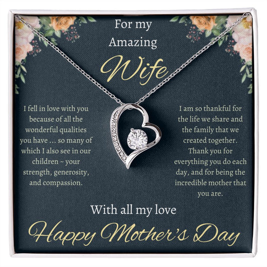 Mother's Day Gifts For Wife, For My Amazing Wife Gifts From Husband, Romantic Gift Box Jewelry For Her, To My Soulmate Polished Heart Pendant, Necklace For Women