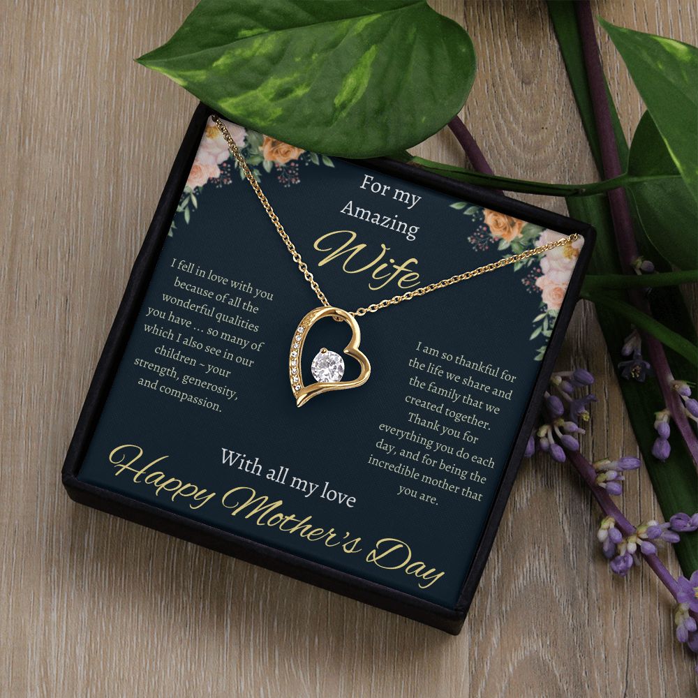 Mother's Day Gifts For Wife, For My Amazing Wife Gifts From Husband, Romantic Gift Box Jewelry For Her, To My Soulmate Polished Heart Pendant, Necklace For Women