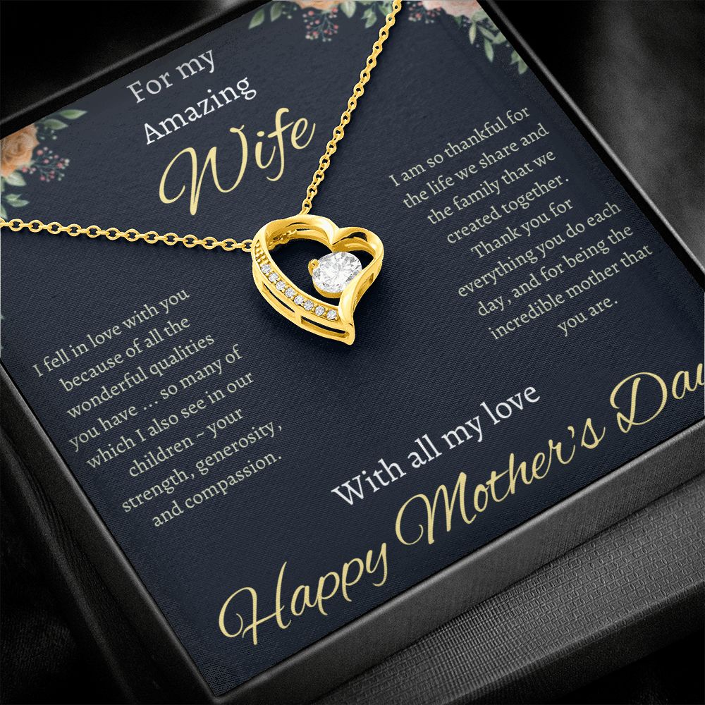 Mother's Day Gifts For Wife, For My Amazing Wife Gifts From Husband, Romantic Gift Box Jewelry For Her, To My Soulmate Polished Heart Pendant, Necklace For Women