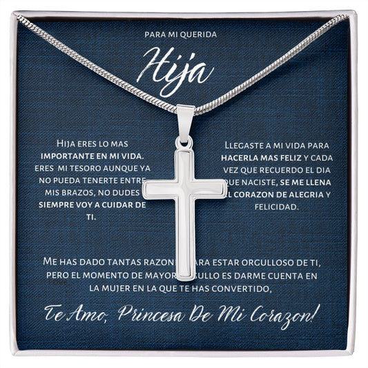 Regalo Para Mi Hija Collar De Cruz Con Mensaje Personalizado