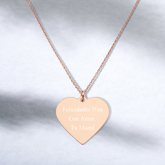 Regalo Para Hija Collar Corazón Grabada Regalo De Madre A Hija